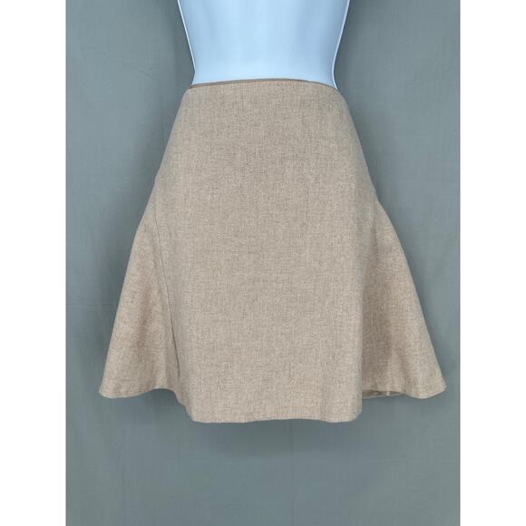 Massimo Dutti Skirt Womens 6 Beige Mini Wool Alpaca Minimalist High Waist Cozy - Picture 1 of 7